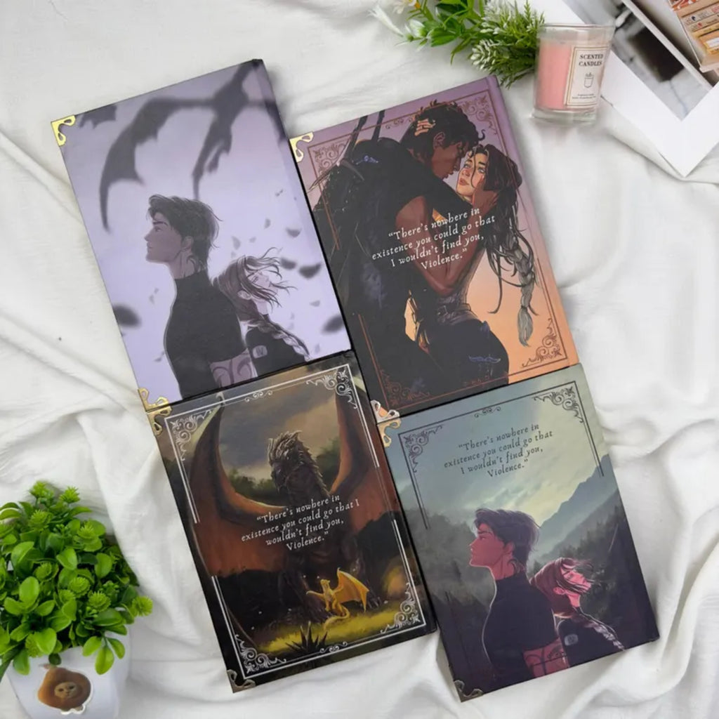 Fourth Wing Inspired Hardcover Book Set – Dragon Fantasy Decorative Books with Xaden POV Cover Art, Aesthetic Collector-Style Shelf Decor
