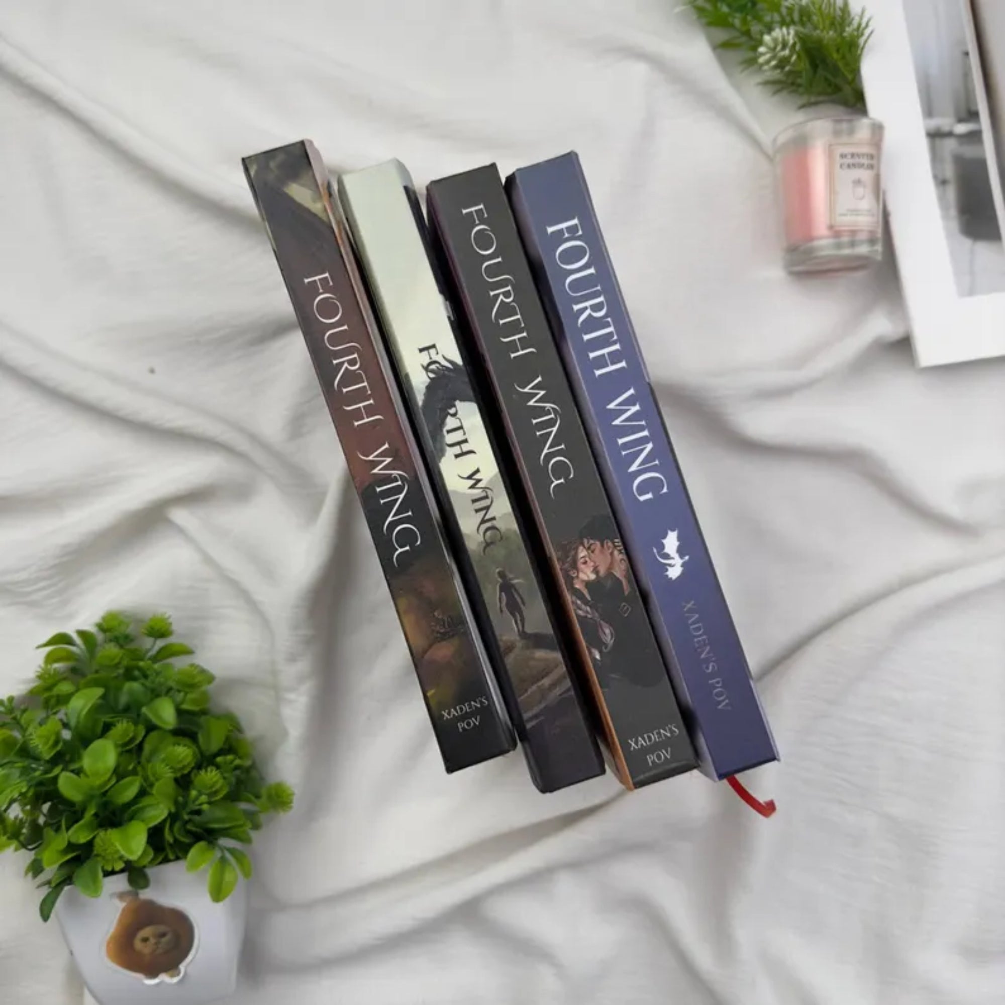 Fourth Wing Inspired Hardcover Book Set – Dragon Fantasy Decorative Books with Xaden POV Cover Art, Aesthetic Collector-Style Shelf Decor