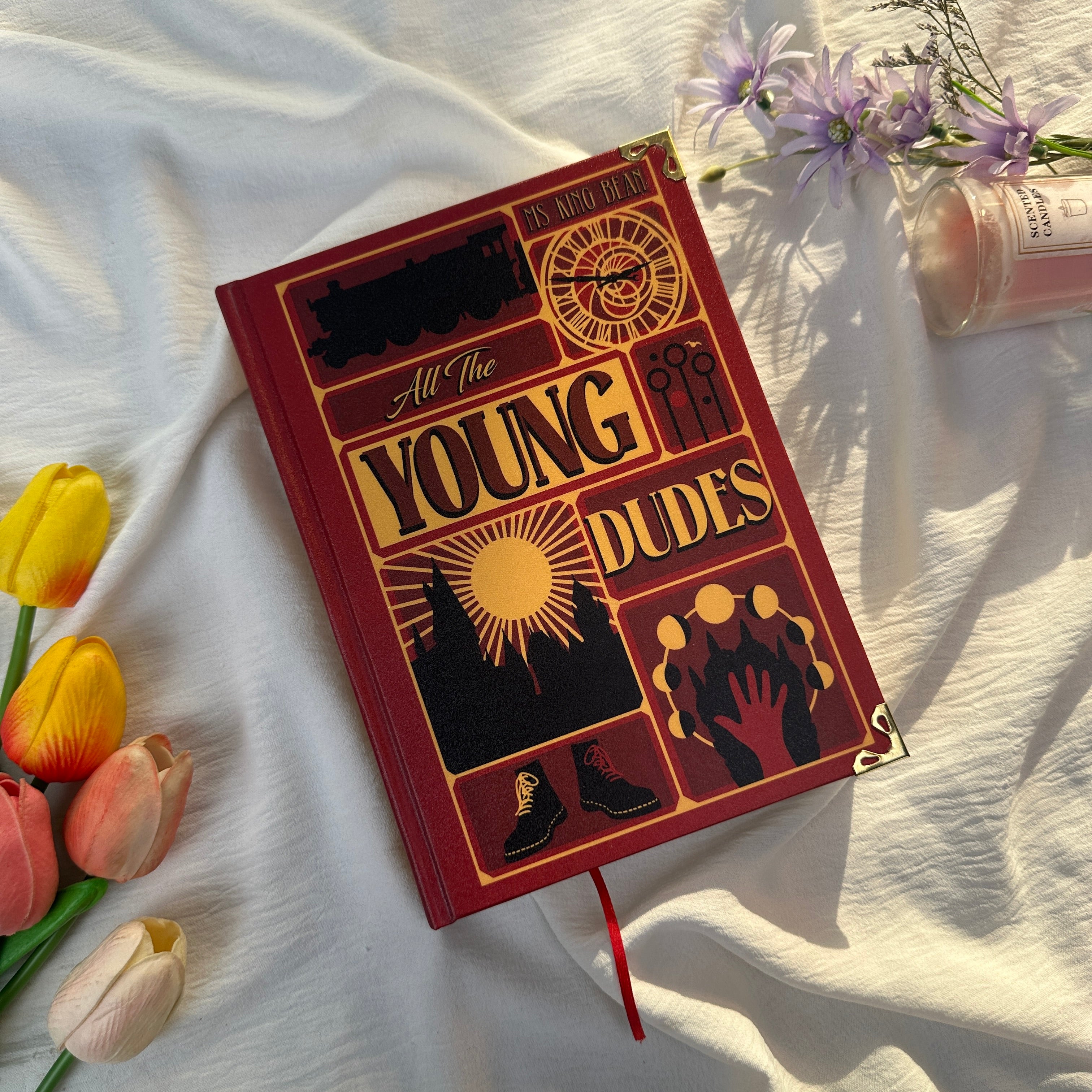 All The Young Dudes Hardcover Book Set – Decorative Collector-Inspired Books with Aesthetic Cover Art, Vintage Style Bookshelf Decor Gift