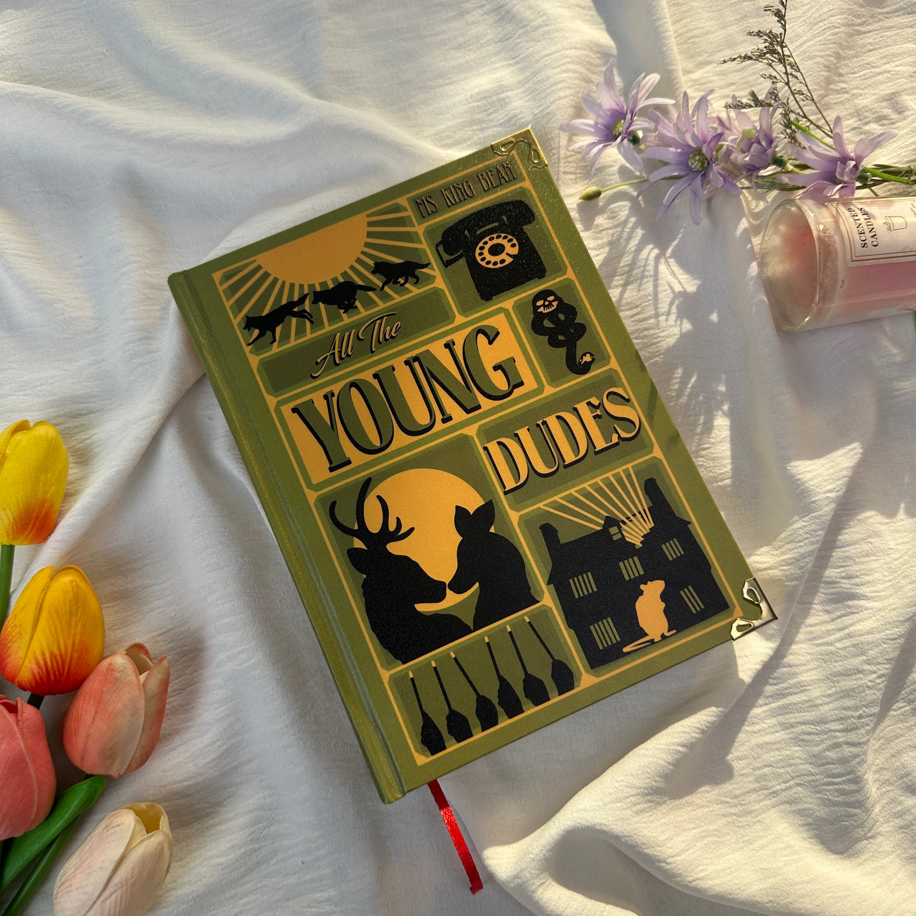 All The Young Dudes Hardcover Book Set – Decorative Collector-Inspired Books with Aesthetic Cover Art, Vintage Style Bookshelf Decor Gift