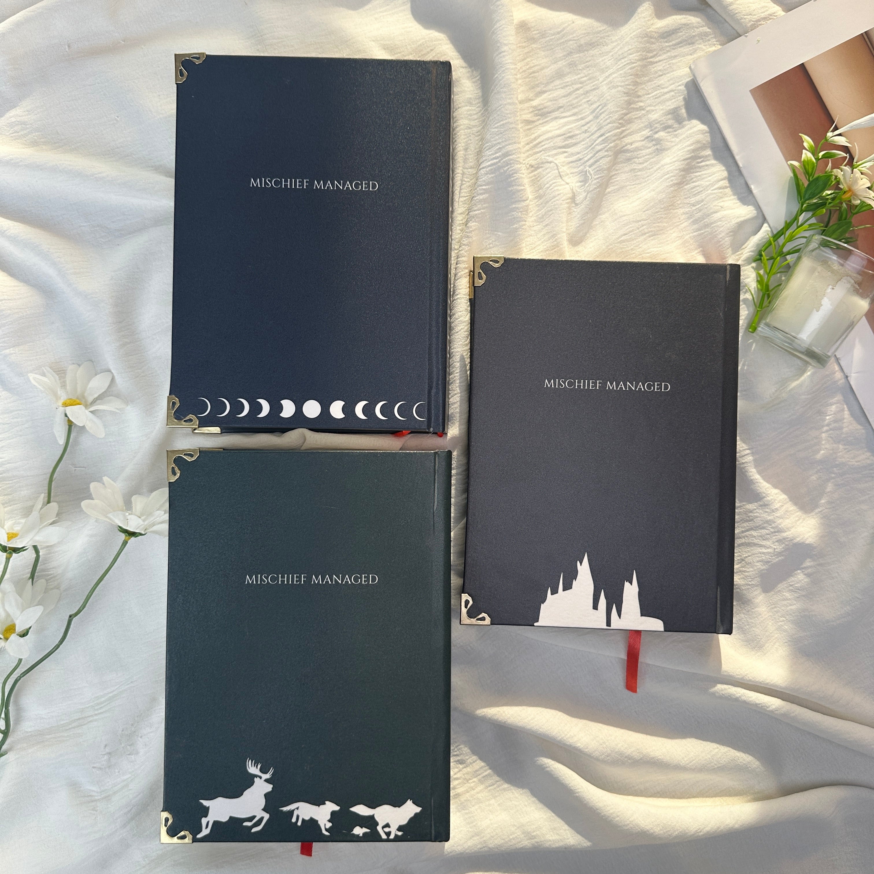 All The Young Dudes Hardcover Book Set – Black Collector-Inspired Decorative Books with Moon, Sun & Constellation Cover Art