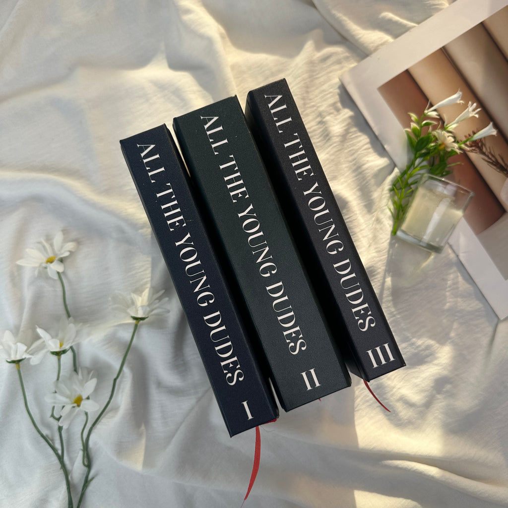 All The Young Dudes Hardcover Book Set – Black Collector-Inspired Decorative Books with Moon, Sun & Constellation Cover Art
