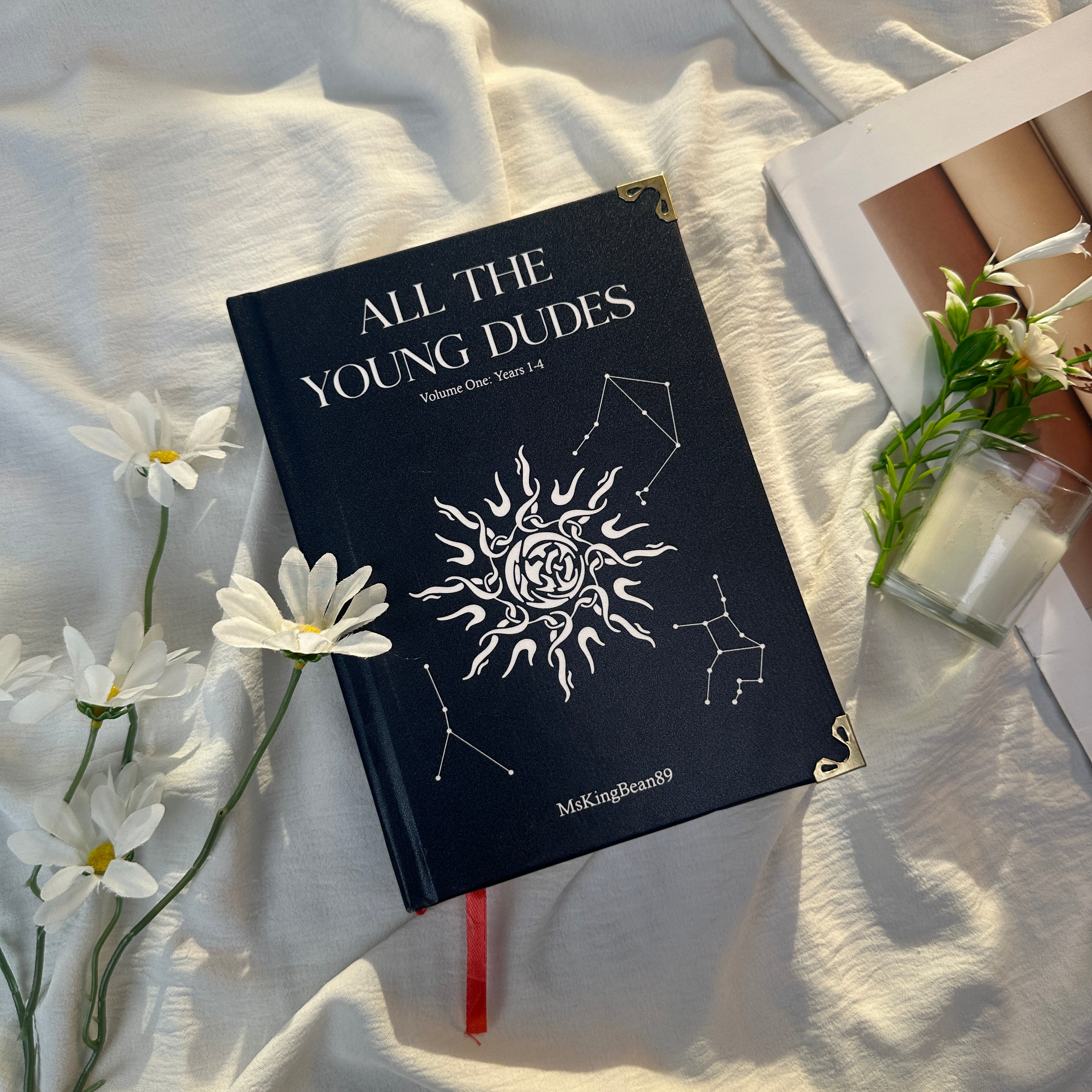 All The Young Dudes Hardcover Book Set – Black Collector-Inspired Decorative Books with Moon, Sun & Constellation Cover Art