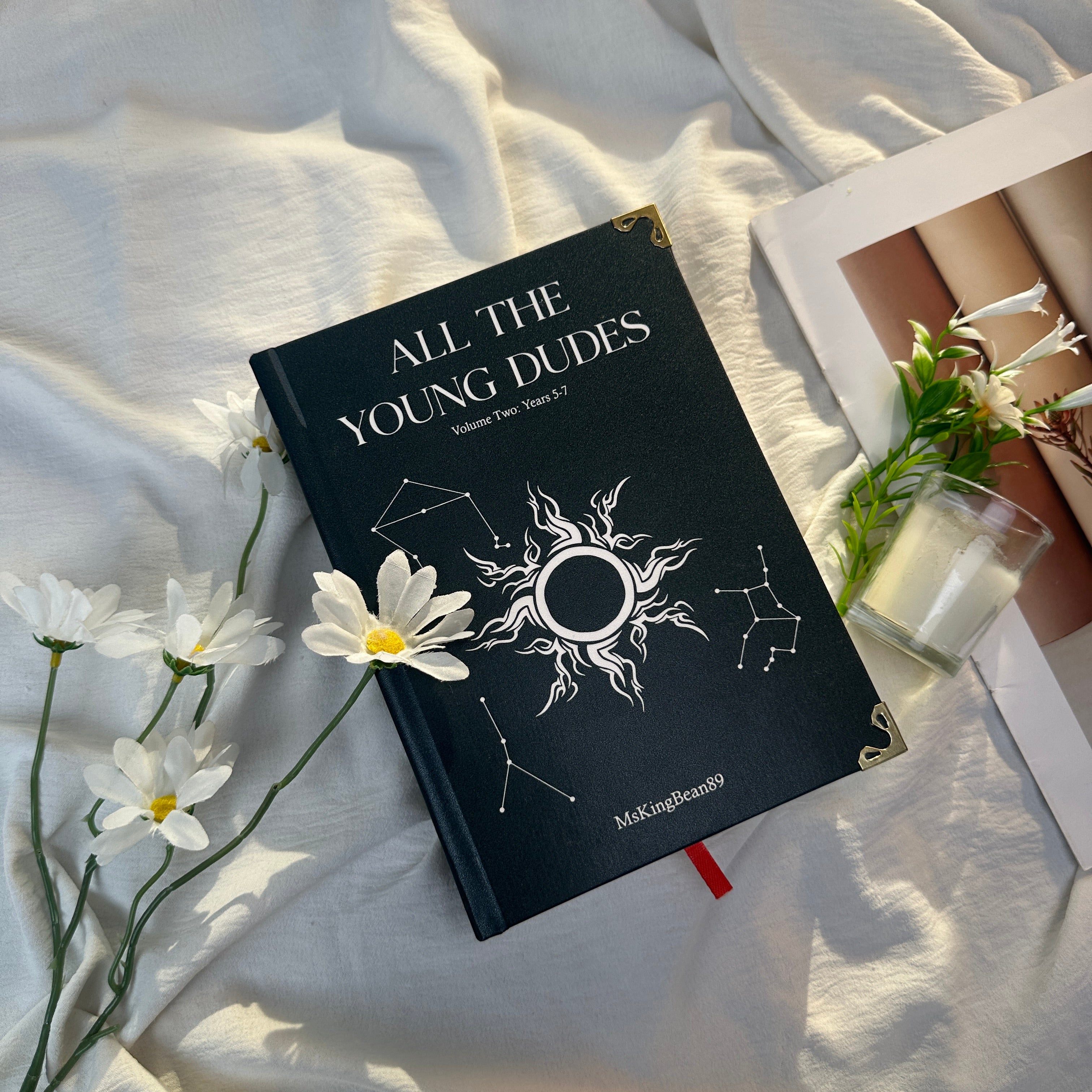 All The Young Dudes Hardcover Book Set – Black Collector-Inspired Decorative Books with Moon, Sun & Constellation Cover Art