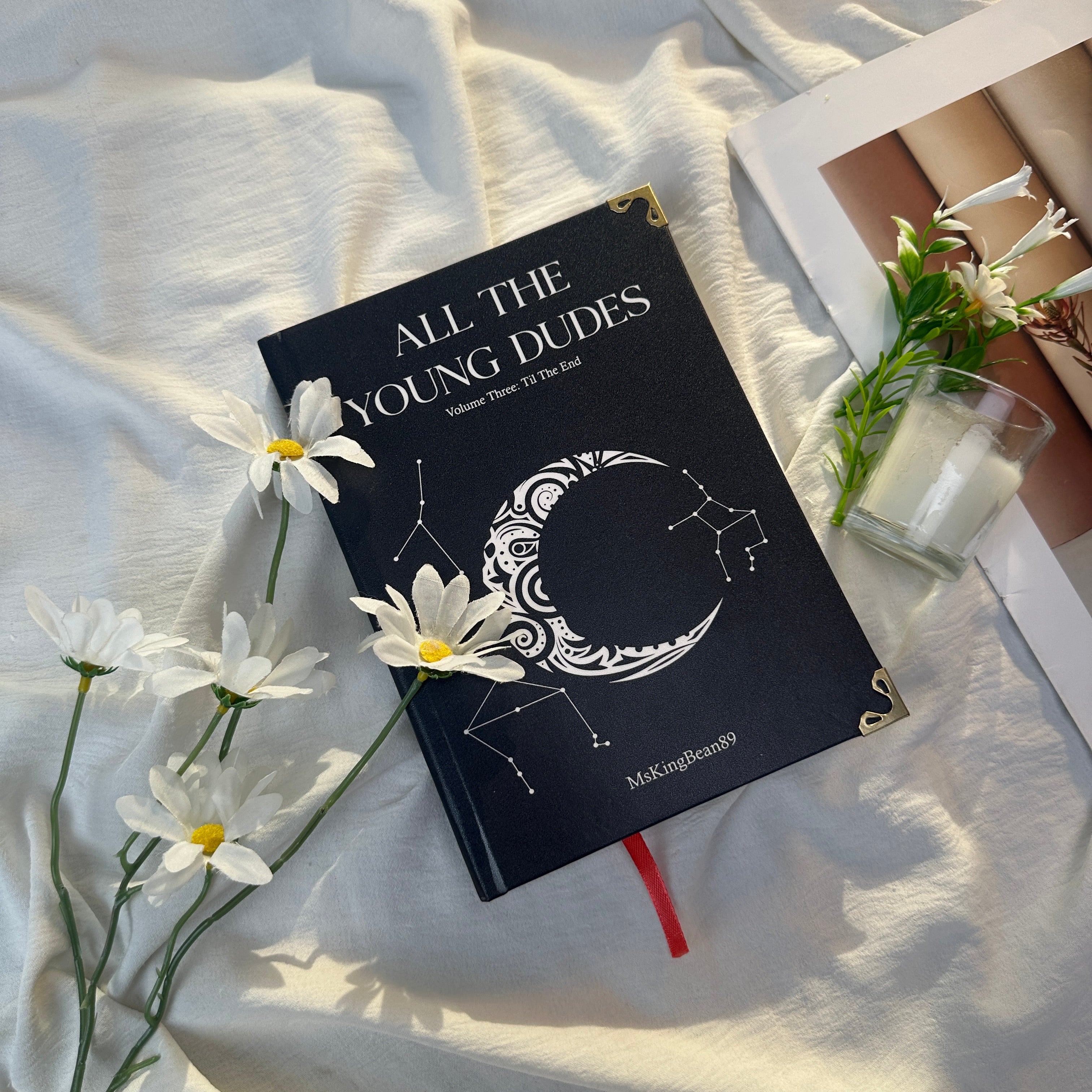 All The Young Dudes Hardcover Book Set – Black Collector-Inspired Decorative Books with Moon, Sun & Constellation Cover Art