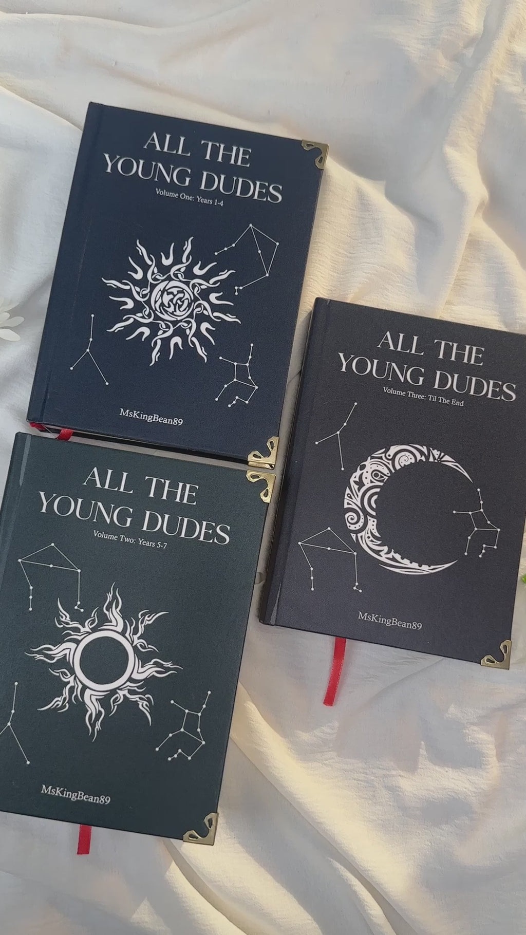 All The Young Dudes Hardcover Book Set – Black Collector-Inspired Decorative Books with Moon, Sun & Constellation Cover Art